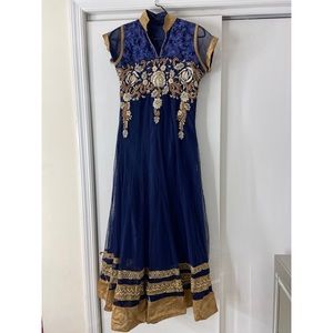 NAVY BLUE AND GOLD INDIAN DRESS
